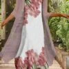 Women's Two Piece Dress Set Shift Dress Slip Dress Daily Going Out Fashion Streetwear Print Midi Dress Strap 3/4 Length Sleeve Floral Loose Fit Pink Light Purple Summer Spring S M L XL XXL