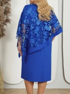 Women's Plus Size Curve Party Dress Lace Dress Cocktail Dress Midi Dress Pink Blue Half Sleeve Floral Lace Summer Spring Fall Crew Neck Fashion Birthday Wedding Guest Vacation L XL XXL 3XL 4XL 5XL -HAYz Clothing Shop zpnhum1692157178987