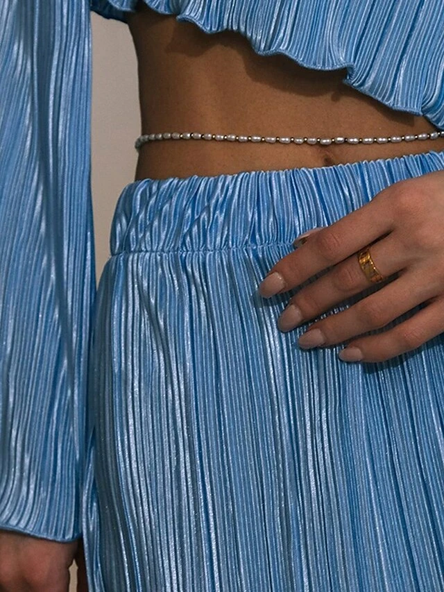 Women's Two Piece Dress Set Casual Dress Skirt Set Outdoor Daily Fashion Streetwear Pleated Midi Dress Crew Neck Long Sleeve Plain Regular Fit Blue Green Rose Red Fall Winter S M L 7 Women's Two Piece Dress Set Casual Dress Skirt Set Outdoor Daily Fashion Streetwear Pleated Midi Dress Crew Neck Long Sleeve Plain Regular Fit Blue Green Rose Red Fall Winter S M L - Image 7