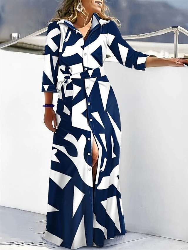 Women's Shirt Dress Casual Dress Swing Dress Maxi Long Dress Outdoor Daily Date Polyester Fashion Modern Shirt Collar Lace Up Button Long Sleeve Summer Spring Fall 2023 Loose Fit Black Navy Blue 1 Women's Shirt Dress Casual Dress Swing Dress Maxi Long Dress Outdoor Daily Date Polyester Fashion Modern Shirt Collar Lace Up Button Long Sleeve Summer Spring Fall 2023 Loose Fit Black Navy Blue