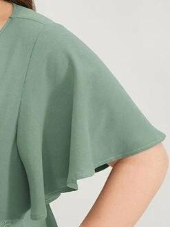 Women's Plus Size Curve Party Dress Cocktail Dress Wedding Guest Dress Midi Dress Green Short Sleeve Pure Color Lace Summer Spring Fall V Neck Fashion Birthday Wedding Guest Vacation XL XXL 3XL 4XL -HAYz Clothing Shop zqbkwh1692165863066