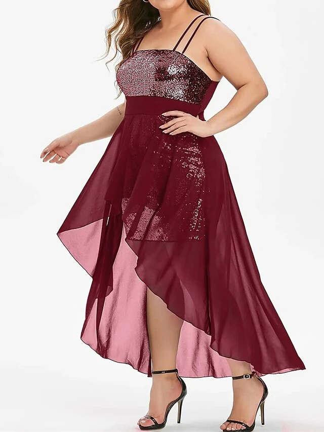 Women's Plus Size Prom Dress Party Dress Sequin Dress Long Dress Maxi Dress Black Wine Purple Sleeveless Pure Color Sequins Spring Fall Winter Spaghetti Strap Fashion Wedding Guest Birthday Evening 2 Women's Plus Size Prom Dress Party Dress Sequin Dress Long Dress Maxi Dress Black Wine Purple Sleeveless Pure Color Sequins Spring Fall Winter Spaghetti Strap Fashion Wedding Guest Birthday Evening - Image 2