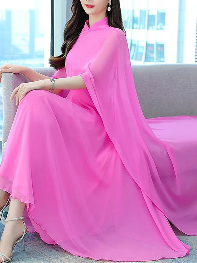 Women's Two Piece Dress Set Casual Dress Outdoor Daily Streetwear Modern Ruched Midi Dress V Neck 3/4 Length Sleeve Plain Regular Fit White Light Green Dark Pink Summer Spring S M L XL XXL 2 Women's Two Piece Dress Set Casual Dress Outdoor Daily Streetwear Modern Ruched Midi Dress V Neck 3/4 Length Sleeve Plain Regular Fit White Light Green Dark Pink Summer Spring S M L XL XXL - Image 2