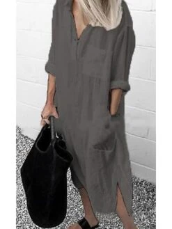 Women‘s Casual Dress Cotton Dress Shirt Dress Swing Dress Midi Dress Blue Yellow Red Long Sleeve Pure Color Pocket Summer Fall Spring Shirt Collar Basic Daily Weekend Loose Fit 2023 S M L XL XXL 3XL 24 Women‘s Casual Dress Cotton Dress Shirt Dress Swing Dress Midi Dress Blue Yellow Red Long Sleeve Pure Color Pocket Summer Fall Spring Shirt Collar Basic Daily Weekend Loose Fit 2023 S M L XL XXL 3XL -HAYz Clothing Shop zuyvgo1659002284879