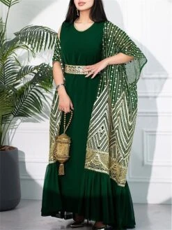 Women's Two Piece Dress Set Party Dress Sheath Dress Party Cocktail Party Fashion Party Lace Up Ruched Long Dress Maxi Dress Crew Neck Short Sleeve Print Loose Fit Black White Green Fall Winter S M L -HAYz Clothing Shop zvbswy1696691509064