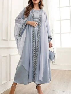 Women's Two Piece Dress Set Party Dress Sheath Dress Party Wedding Guest Fashion Party Embroidered Long Dress Maxi Dress Crew Neck Long Sleeve Print Regular Fit Gray Fall Winter S M L XL 11 Women's Two Piece Dress Set Party Dress Sheath Dress Party Wedding Guest Fashion Party Embroidered Long Dress Maxi Dress Crew Neck Long Sleeve Print Regular Fit Gray Fall Winter S M L XL -HAYz Clothing Shop zxvfzc1695105968306