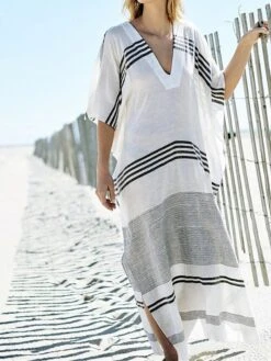 Women's Casual Dress Cotton Dress White Dress Midi Dress Cotton Basic Classic Outdoor Daily Vacation V Neck Print Short Sleeve Spring Fall Winter 2023 Loose Fit White Striped One-Size 11 Women's Casual Dress Cotton Dress White Dress Midi Dress Cotton Basic Classic Outdoor Daily Vacation V Neck Print Short Sleeve Spring Fall Winter 2023 Loose Fit White Striped One-Size -HAYz Clothing Shop zxyexn1692341171361